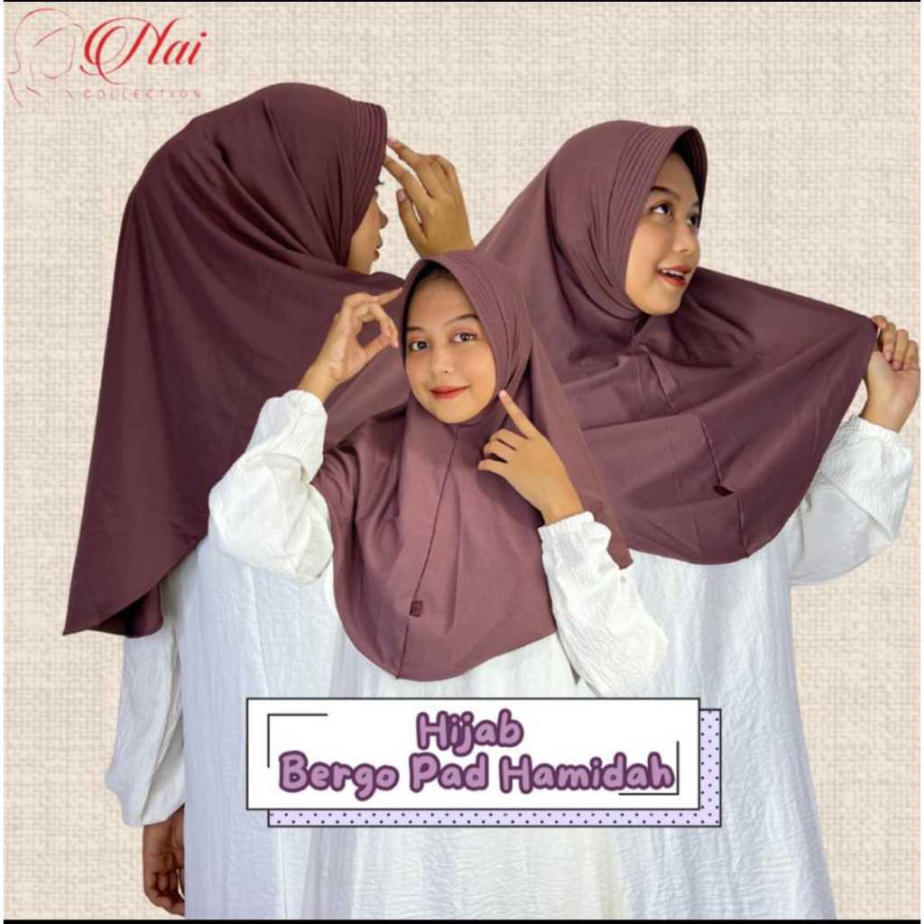 Jilbab Instan Bergo Hamidah Ped Jersey Lembut dan Adem