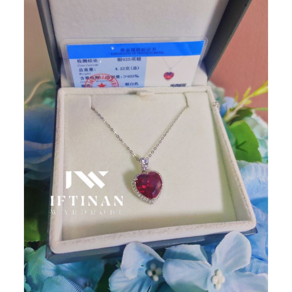 New Kalung Permata Ruby Love cut Dark Red Magenta, S925, Certified