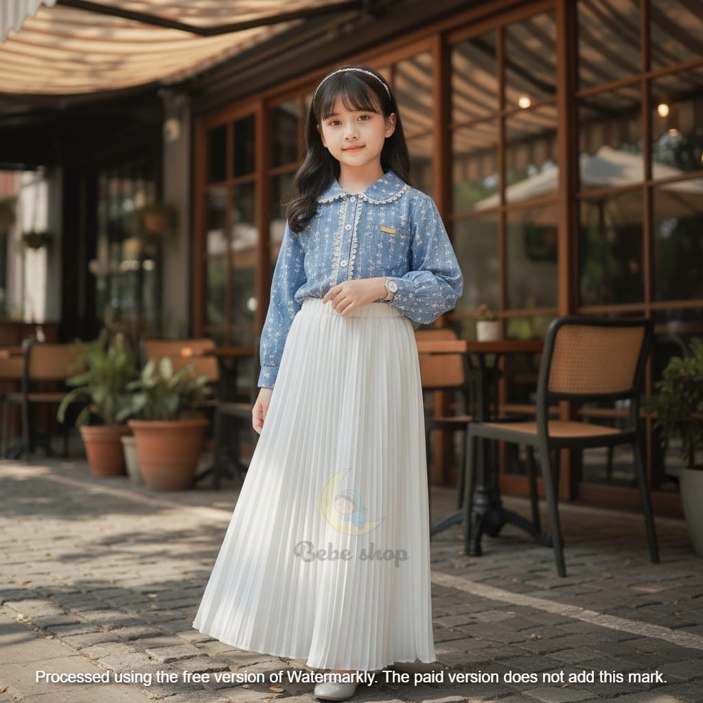 Baju Lebaran Anak Perempuan 2026 Pakaian Ngaji 2In1 Bocah Celana Baju Kurung Setelan Muslim Cewek 13