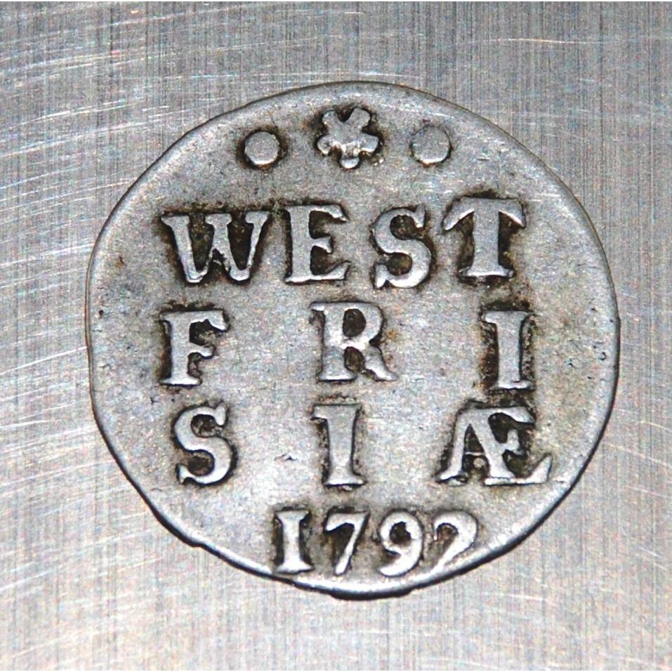 BL122 koin 2 stuiver 1792 dari probinsi West Frisia, koin perak super