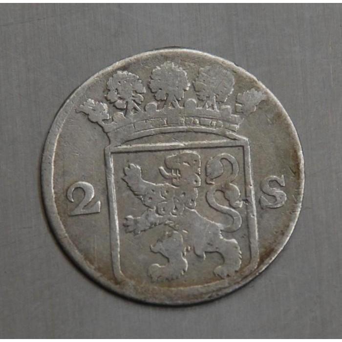 BL150 koin 2 stuiver 1761 dari probinsi Hollandia, koin perak