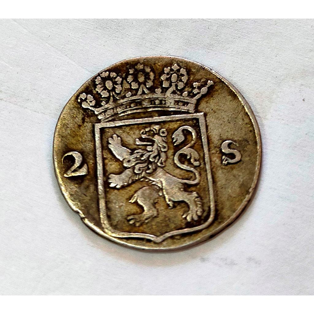 BL305 koin 2 stuiver hollandia 1791 koin perak era VOC kualitas tinggi