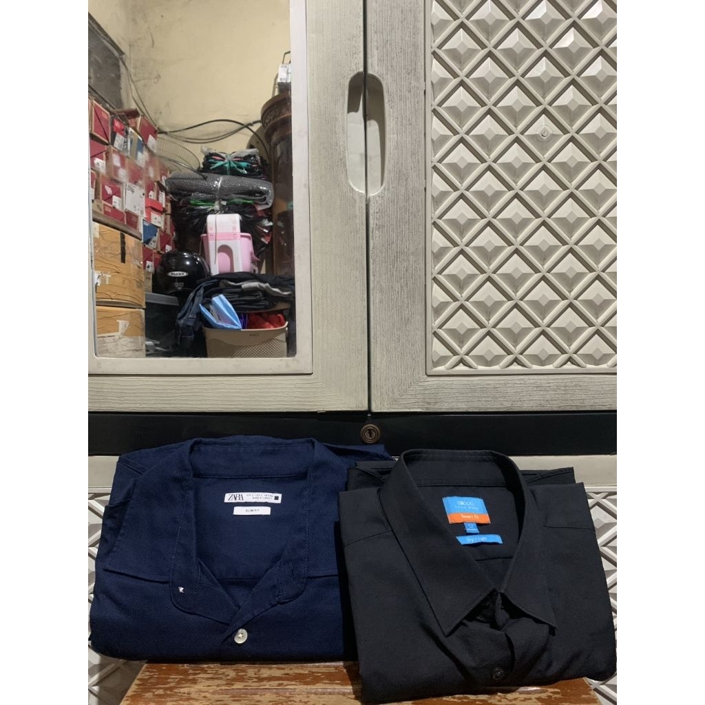 ORIGINAL KEMEJA ZARA COTTON G2000 TANGAN PANJANG PARASUTE TEXTURED