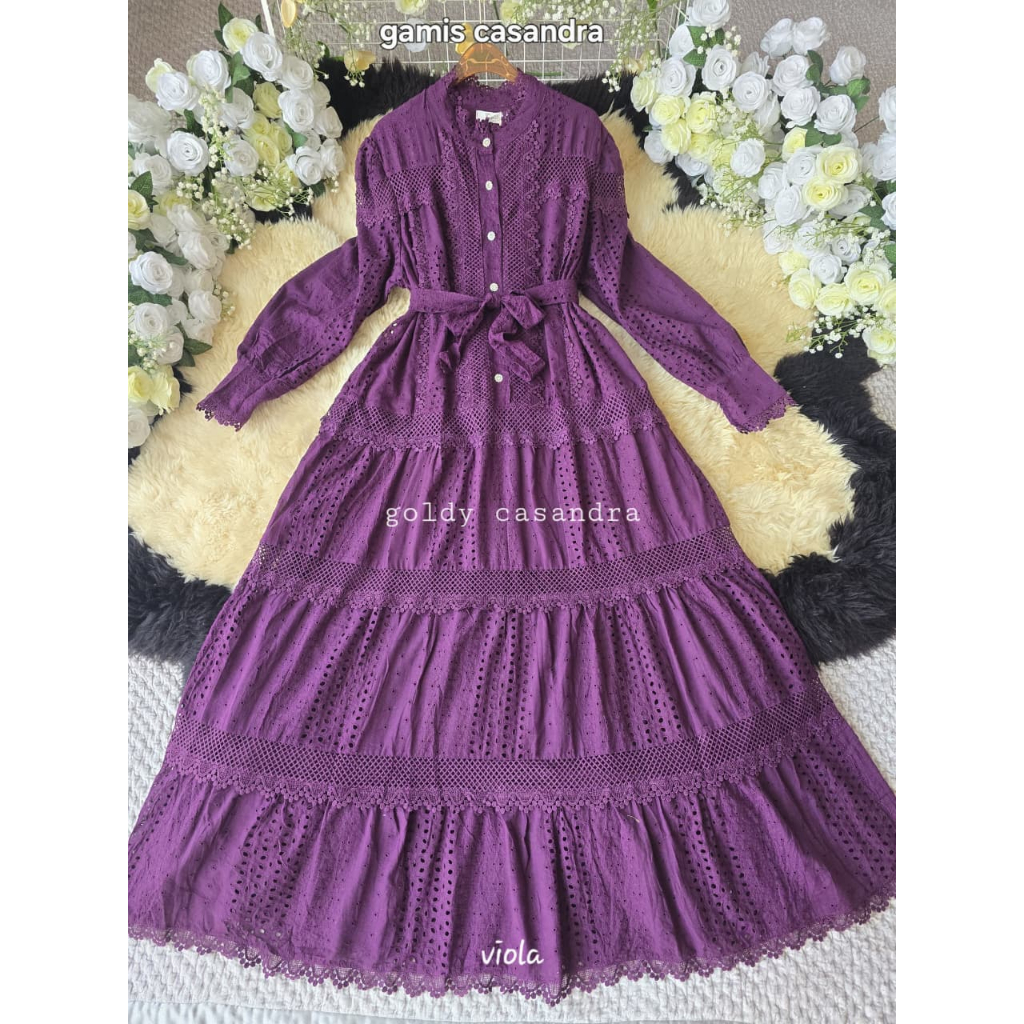 Cassandra Ghatbiyya Goldy Premium Gamis Renda Mewah Polos Kekinian