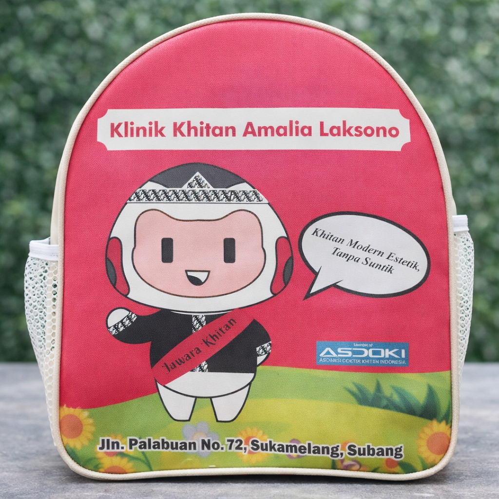 A Little Bundle Tas Ransel Ultah Anak Custom  Nama Tas Ultah Bidan Model Khitan Poliester Tebal