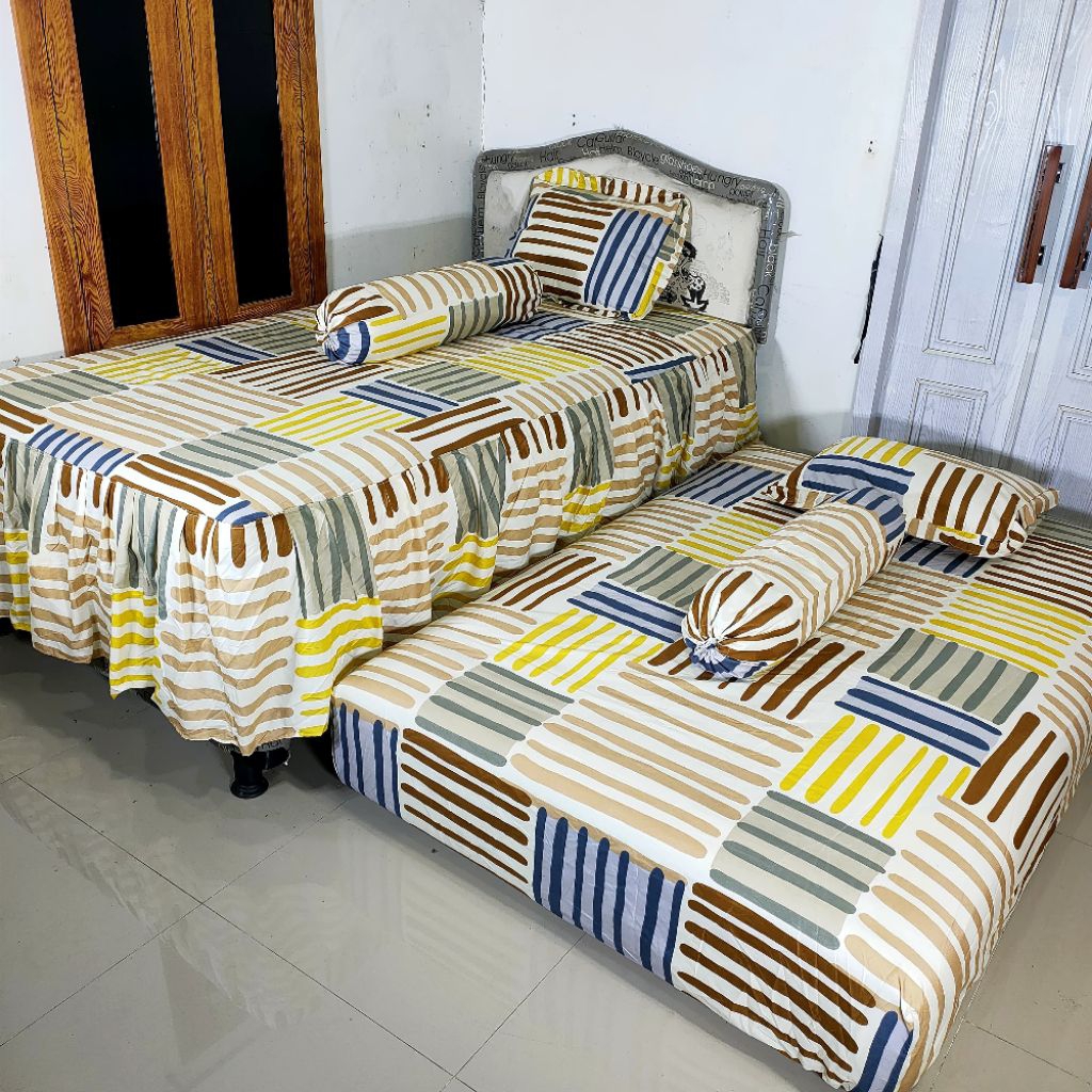 SPREI kasur sorong sprei rumbai ukur 120 seprai kasur tingkat motif terbaru
