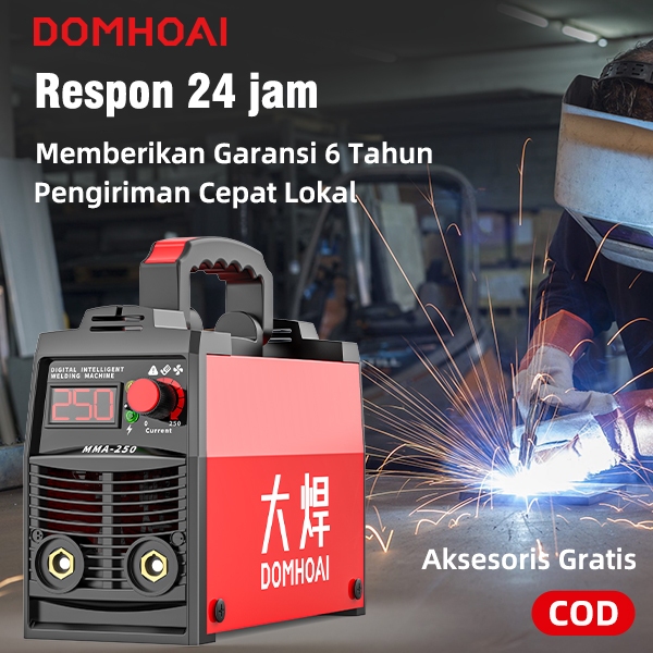 DOMHOAI Mesin Las Inverter MMA-250 Mesin Las listrik 450 Watt alat las Logam Portabel Mesin trafo la