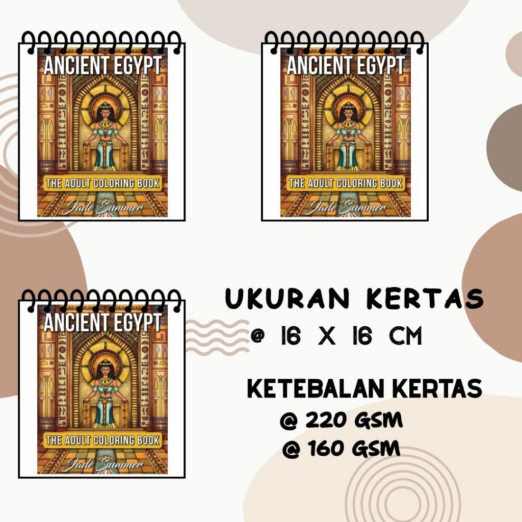 ANCIENT EGYPT Buku Mewarnai Sketsa Gambar Jelas Sudah HD Murah Kertas Tebal BC 220 gsm Spiral Kawat