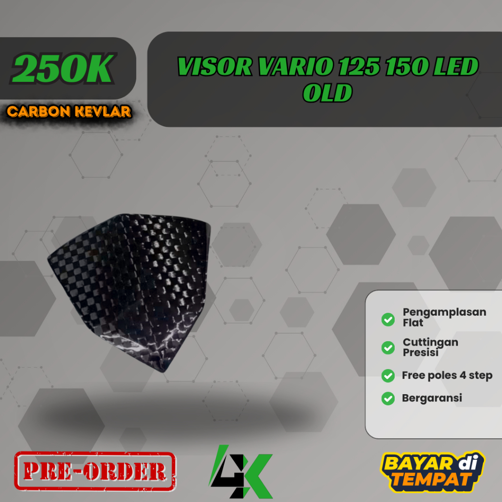 Visor/Batok kepala depan vario 125/150 (Led old) Carbon Kevlar