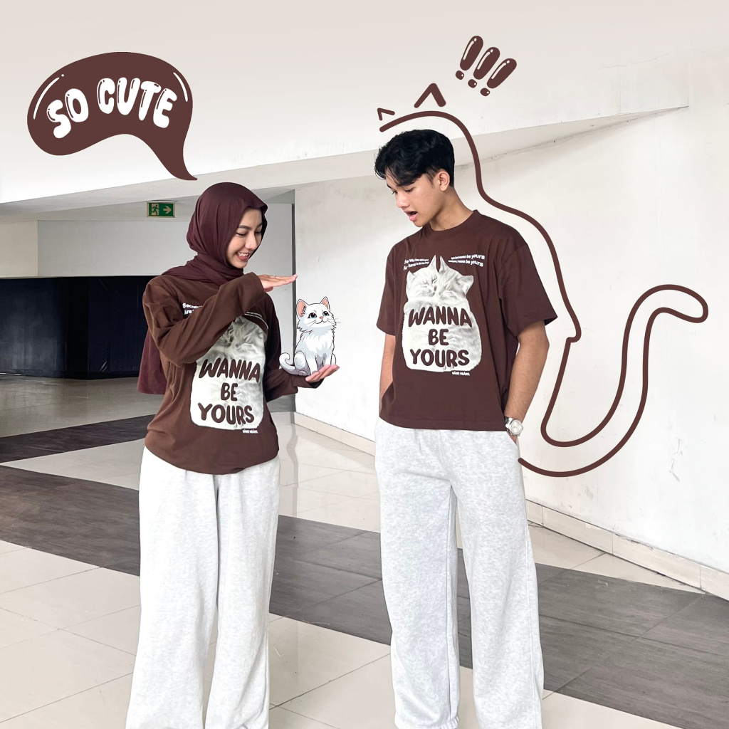 SAME HEART T-Shirt Couple Wanna Be yours Cat | Baju Couple Unisex