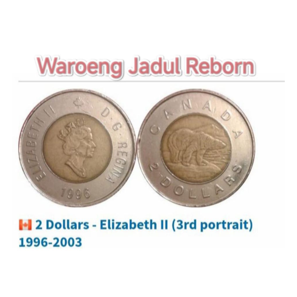 Koleksi Koin 2 Dollar Canada Bimetal Two Dollars Kanada Tahun 1996-2003 Elizabeth II Souvenir Coin L
