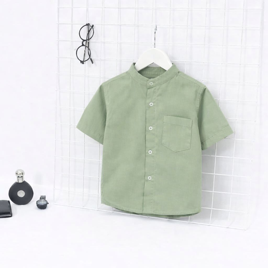 Crafted kemeja koko anak laki laki tangan pendek kerah sanghai