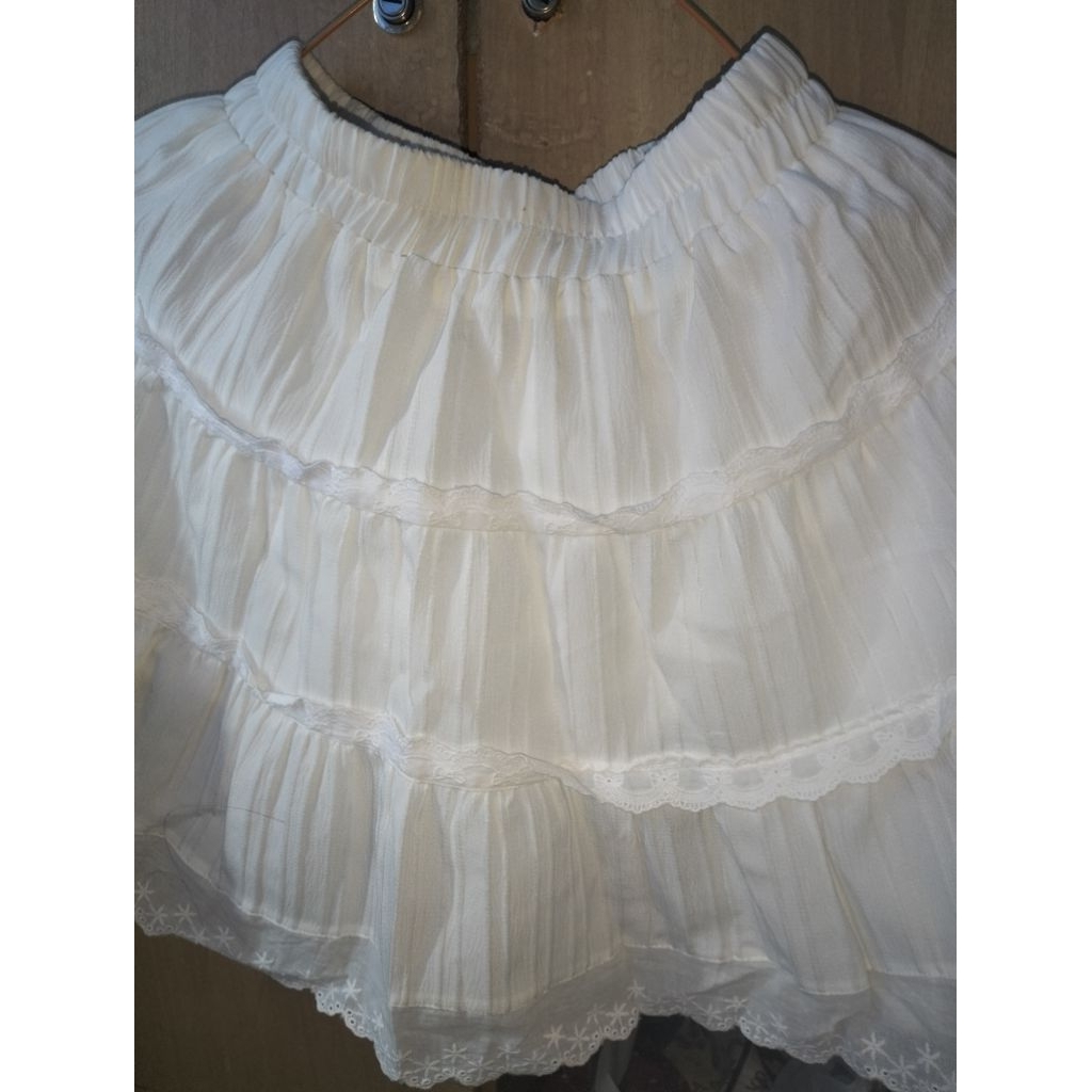 rok mini skirt white lace renda coquette