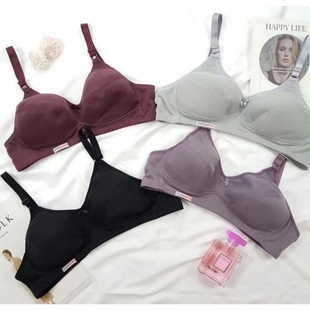 3 Pcs BH Lutty Sport Tanpa Busa Kait 2 dan Kait 3 Sport Bra Lutty BRA Lutty Sport