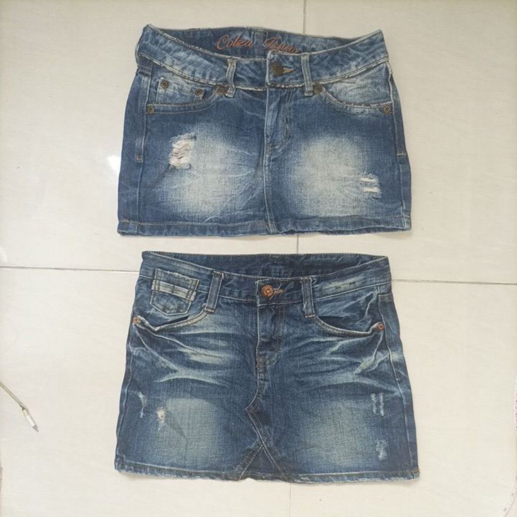 Preloved Paket 2 Rok Mini Hotpants Jeans Branded Product Dinky & Colza Jeans