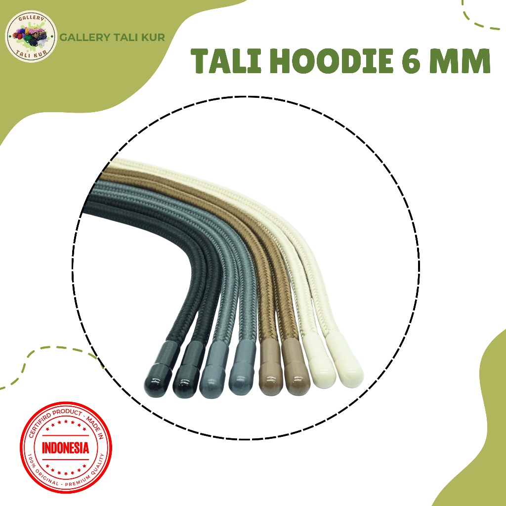 Tali Hoodie Jaket Bulat 6 mm | Tali Celana Bulat Ujung Metalik D33