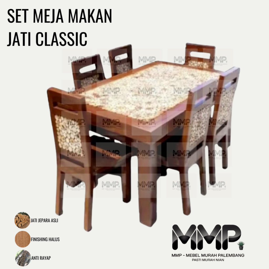 Set Meja Makan Jati Classic | Meja Makan Jati Classic Jati Jepara Asli Murah Palembang