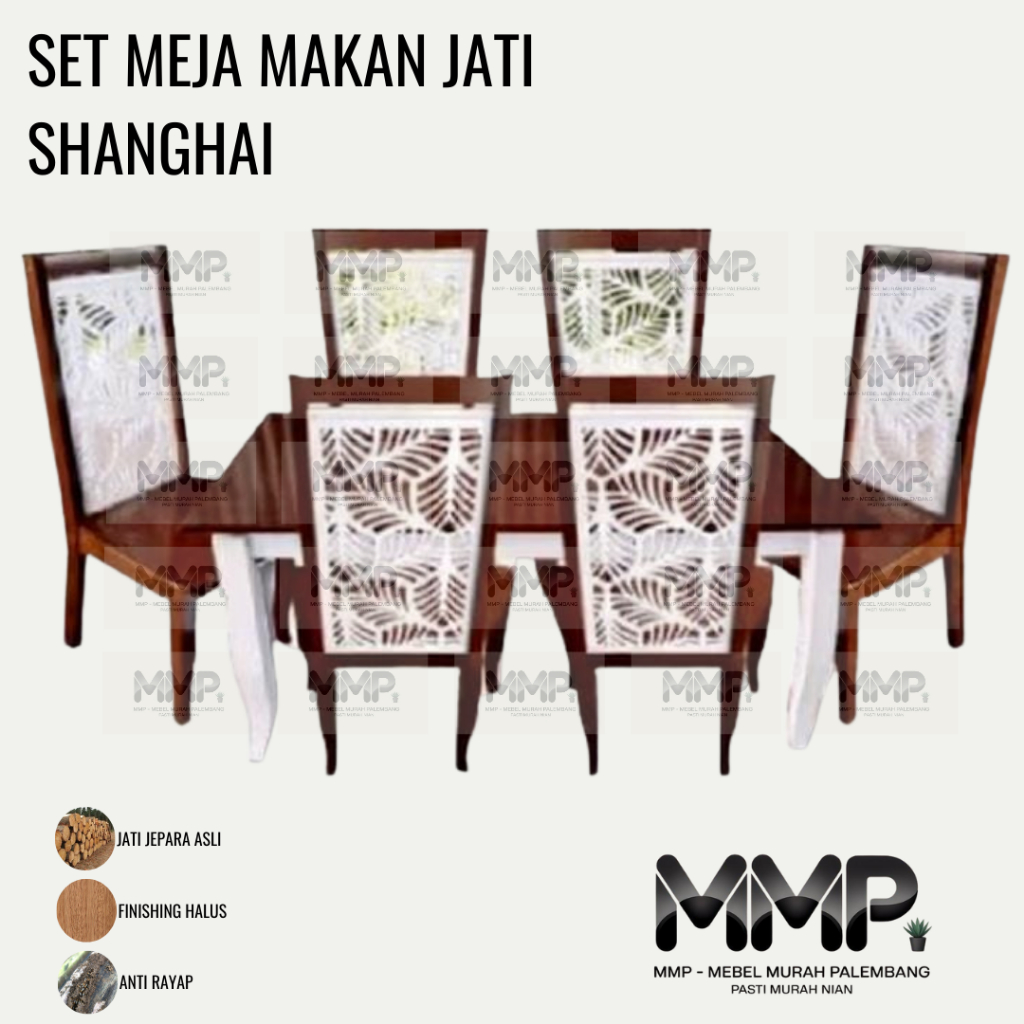 Set Meja Makan Jati Shanghai | Set Meja Makan Jati Asli Jepara Murah Palembang