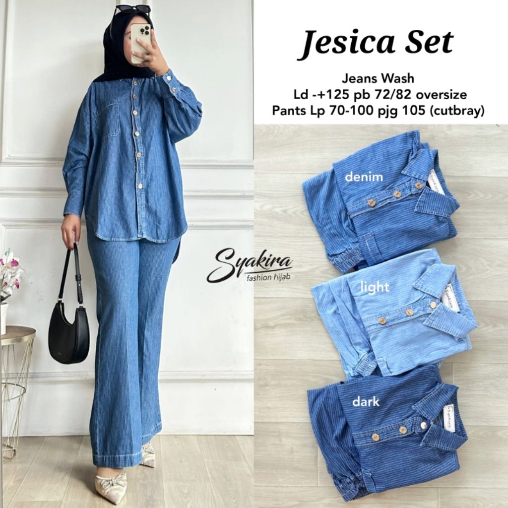 Setelan Rok Celana Jeans Syakira Jesica Tesya Zoya Delina Dania Set Premium Jumbo