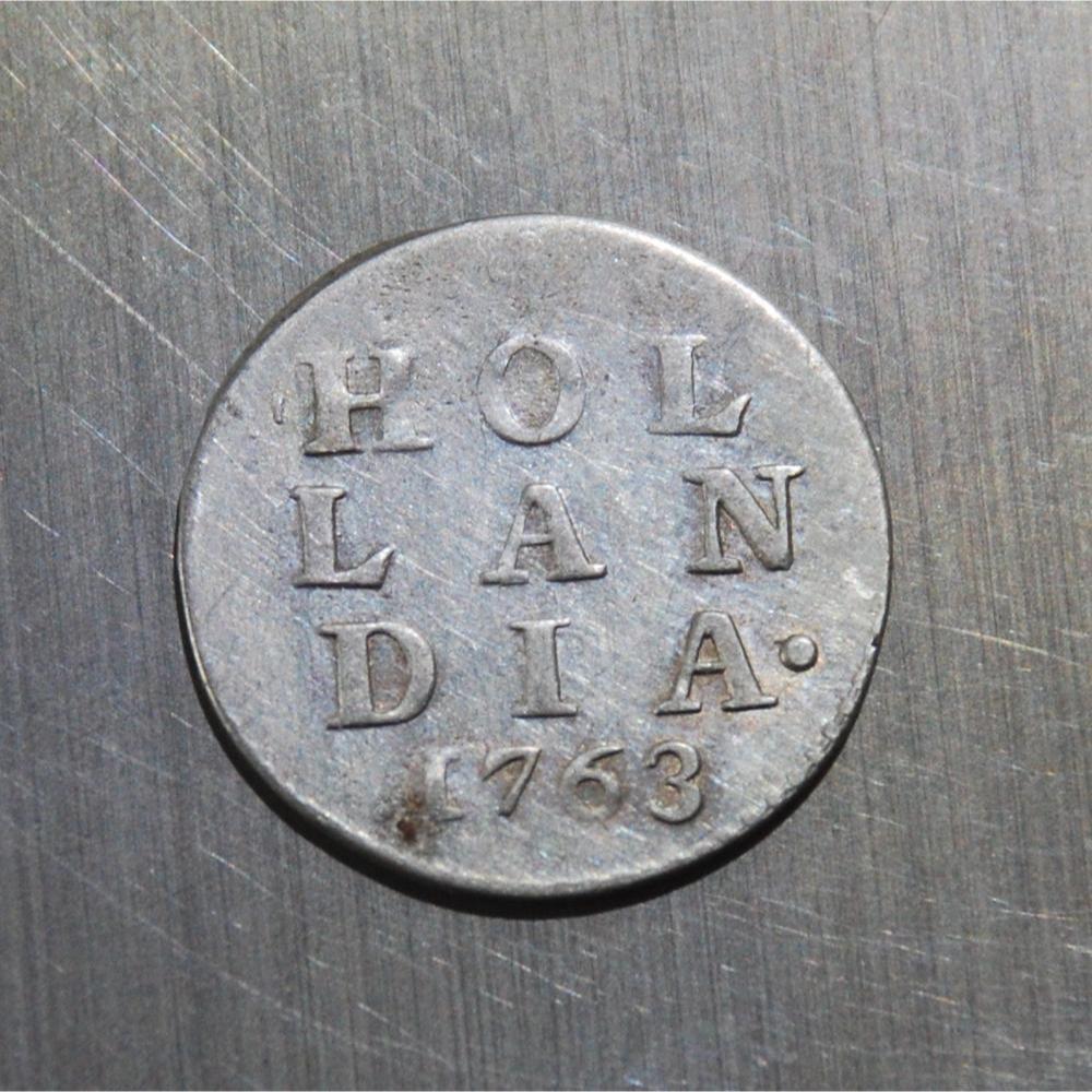 BL631 koin 2 stuiver 1763 dari probinsi Hollandia, koin perak