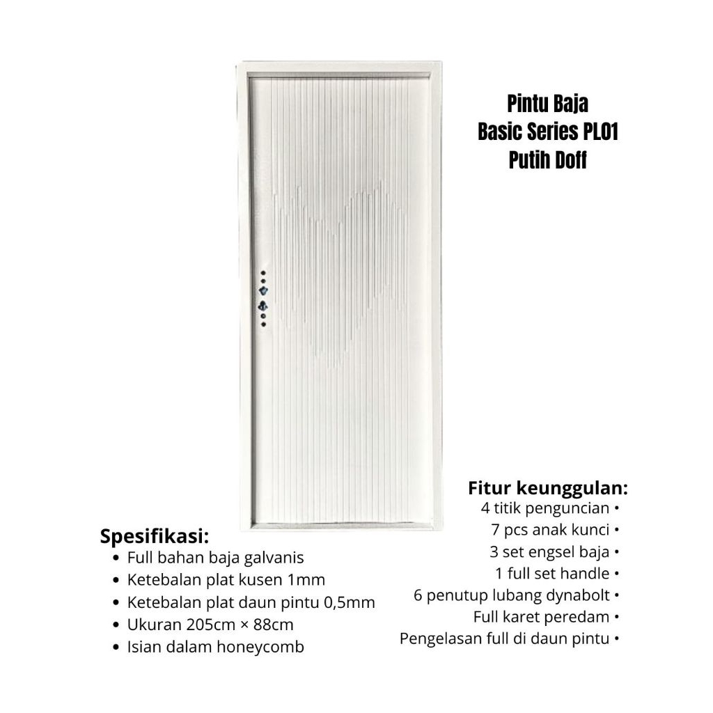 PINTU BAJA MINIMALIS KUSEN KOTAK SINGLE TYPE 205 x 88 cm + Packing Kayu