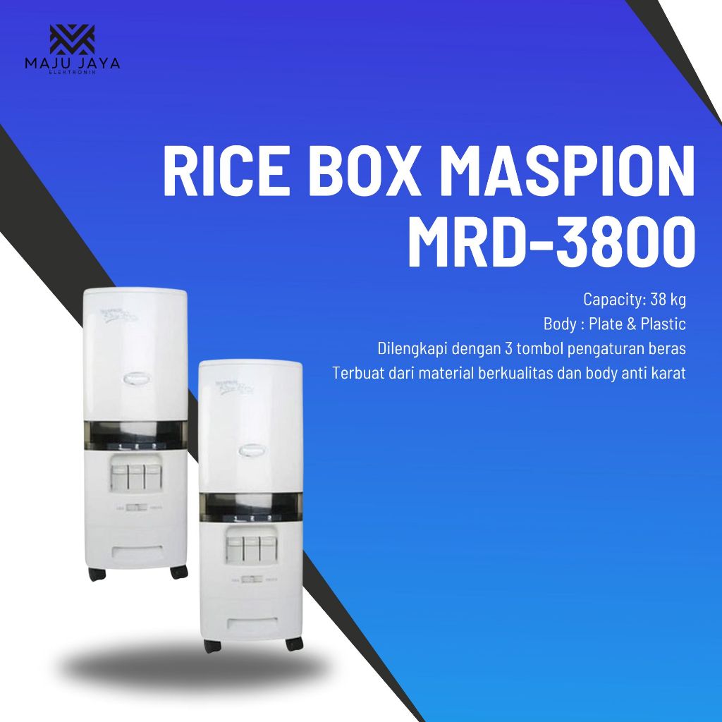 MASPION RICE BOX FULL BOX 38 KG MRD-3800 / Rice Box Tempat Penyimpanan Nasi Maspion Rice Box MRD-380