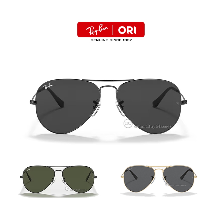 Kacamata Hitam Ray-Ban Aviator Original RB3025 pria wanita Sunglasses 62mm Asli 100% black green