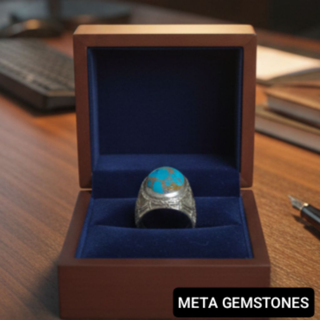 CINCIN BATU PIRUS BIRU URAT EMAS RING ALPAKA SUPER