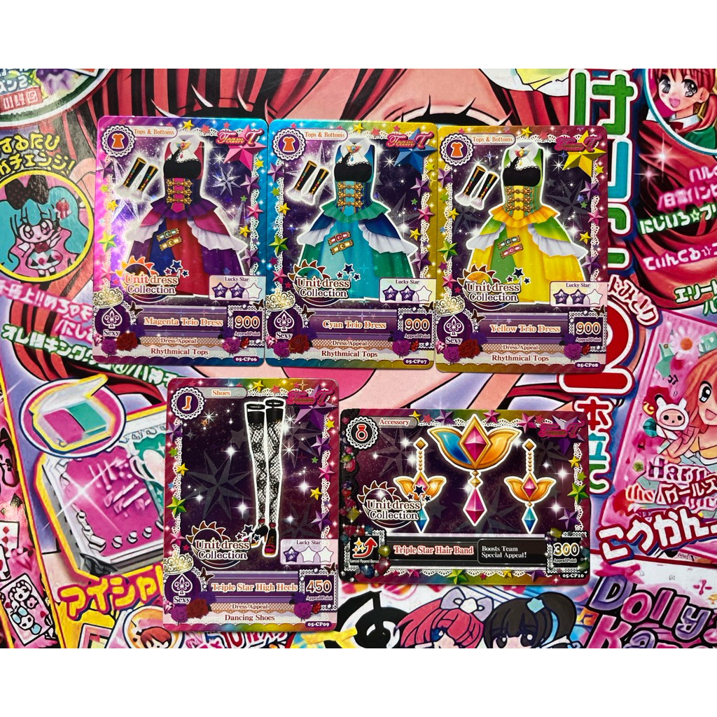 Kartu Aikatsu Official Tristar Unit Dress Collection Full Set Ori Rare Original Sexy Dress Shoes Acc