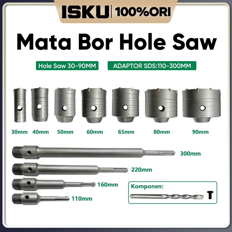 ISKU Mata Bor Gergaji Lubang/mata bor tembok beton/Mata Bor Hole Saw Set Lubang Tembok Beton/Hollow 