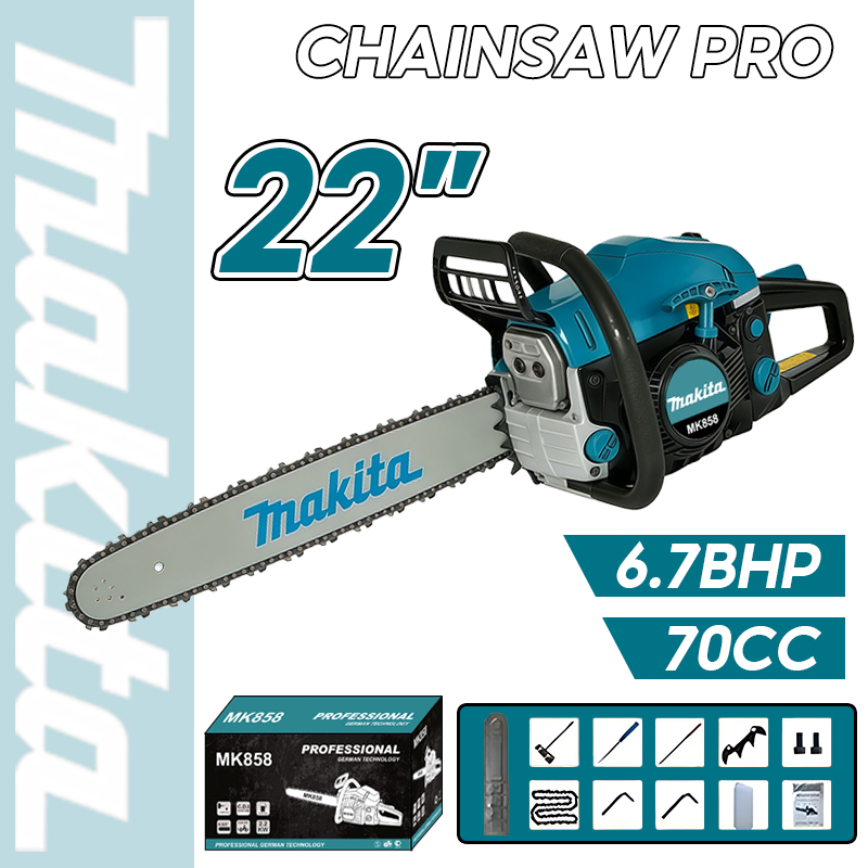 22inch Mesin Potong Kayu MAKITA 70CC Senso Sinso Chainsaw 2Tak Gergaji Mesin Mini