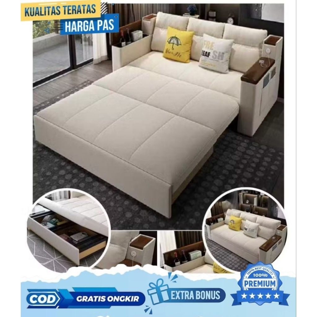 Sofa Bed Minimalis Multifungsi Modern Sofa Bed Aurigae Laci + Charger Lipat Sofabed Premium Grade So