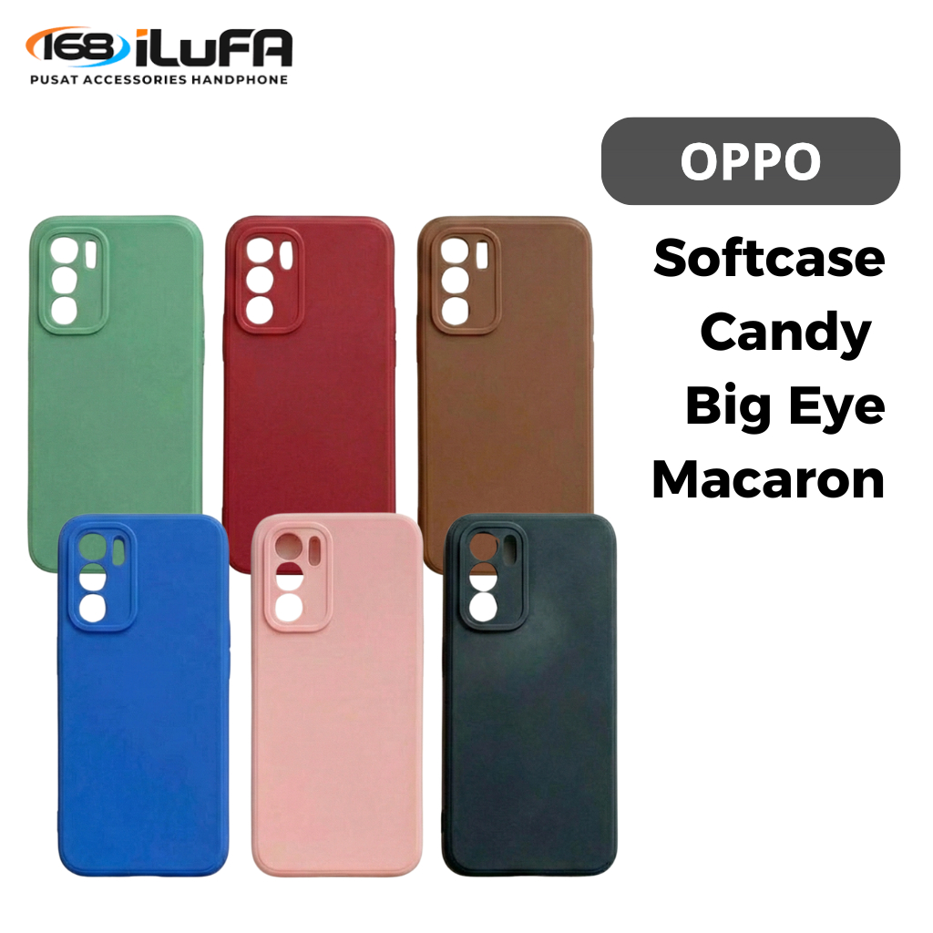 Soft Case Candy Macaron Big Eye Lens Pelindung Kamera Casing Polos For Oppo A15 A15S A16 A78 Reno