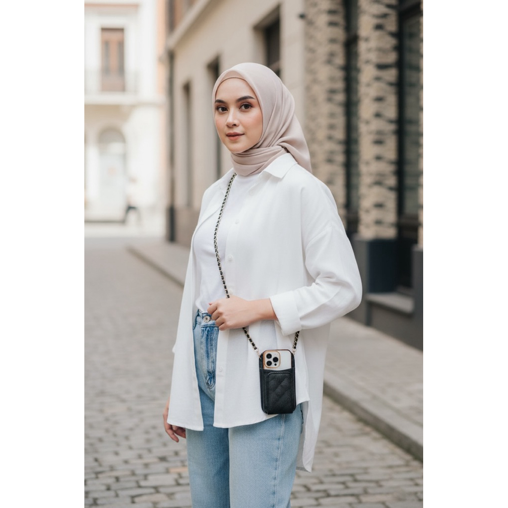 Tas HP Cewe Wanita Kulit Asli Premium Chenil Chain Pouch Smartphone iPhone Android Case Sling Bag