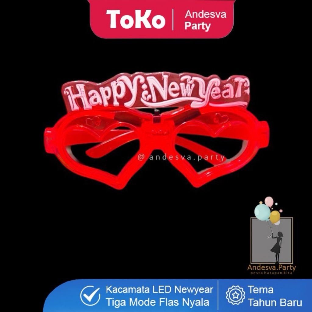kacamata LED lampu happy new year