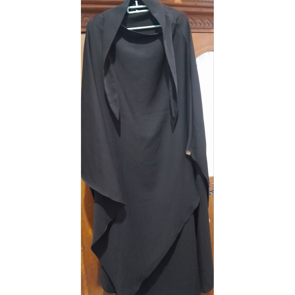 preloved fk istiqomah hijab black mina french khimar
