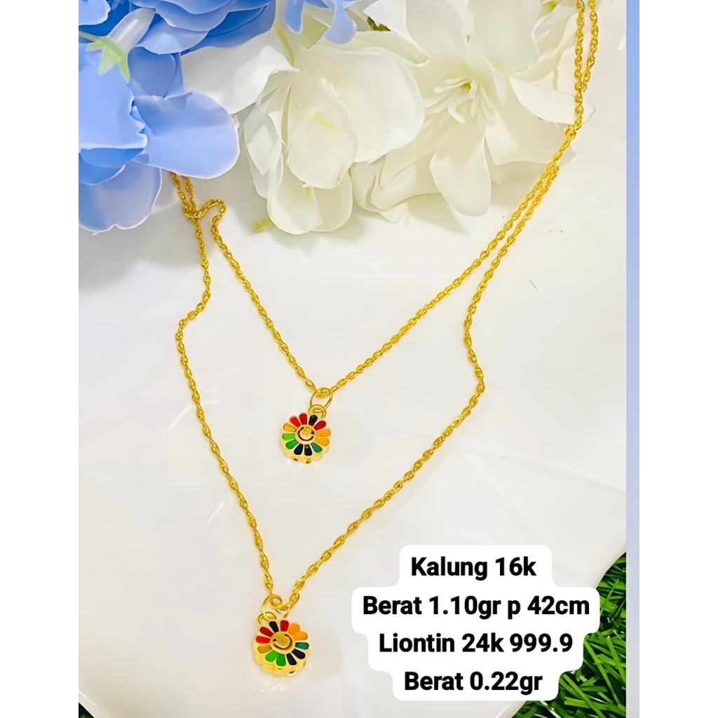 Kalung & Liontin Emas Asli Bunga Rainbow 24K 999.9