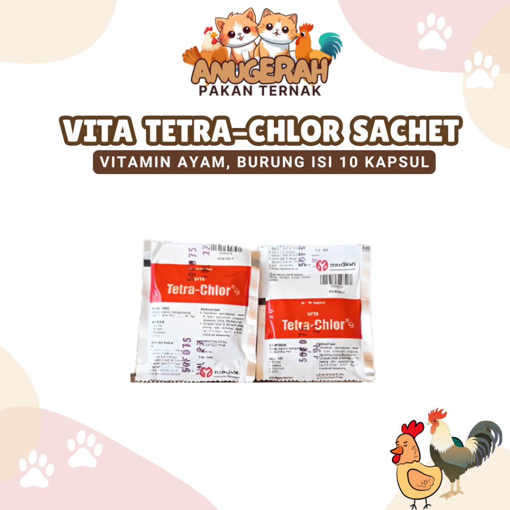 Vita Tetra Chlor 10 Kapsul Obat Vitamin Ayam Burung Unggas Tetrachlor