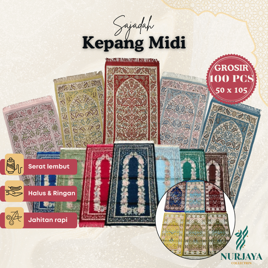 BAL 100 PCS SAJADAH KEPANG MIDI 50 x 105 cm POLYESTER RAJUT SOUVENIR HAJI UMROH HAJATAN TAHLILAN