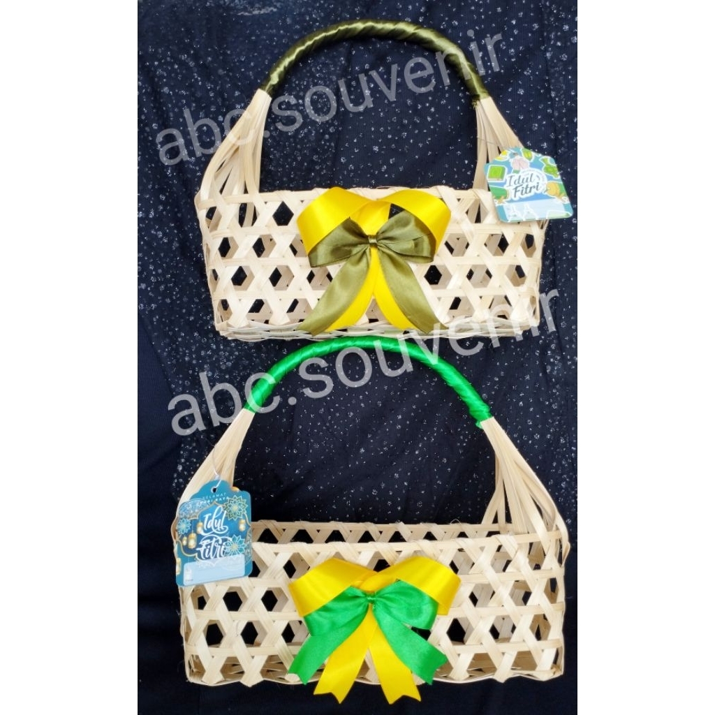 KERANJANG PARCEL TAS ROTAN BAMBU ANYAMAN JINJING UNTUK PARCEL LEBARAN