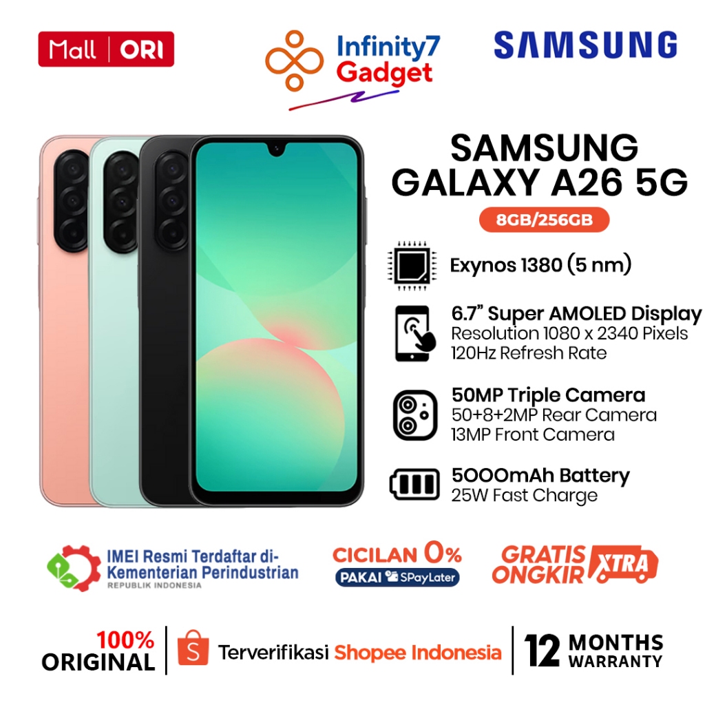 Samsung Galaxy A26 5G 8GB+256GB - Garansi Resmi 1 Tahun