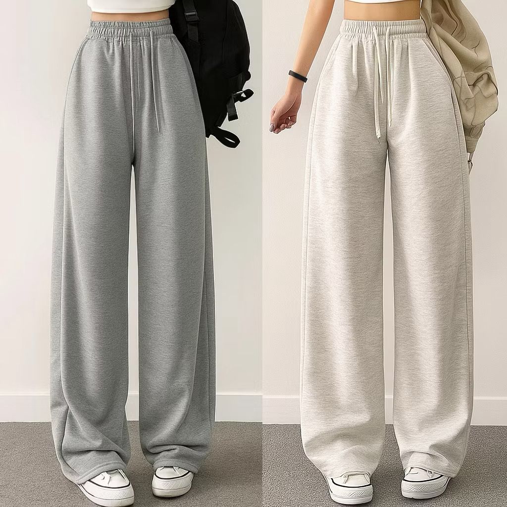 Celana Panjang baggy Highwaist Loose Pants sweatpants Kulot Panjang Pria Wanita Style Korea
