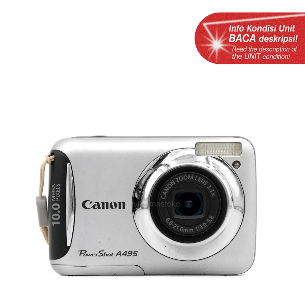 Kamera Pocket Canon PowerShot A495 (Perak) 10.0 Megapixels - Digicam