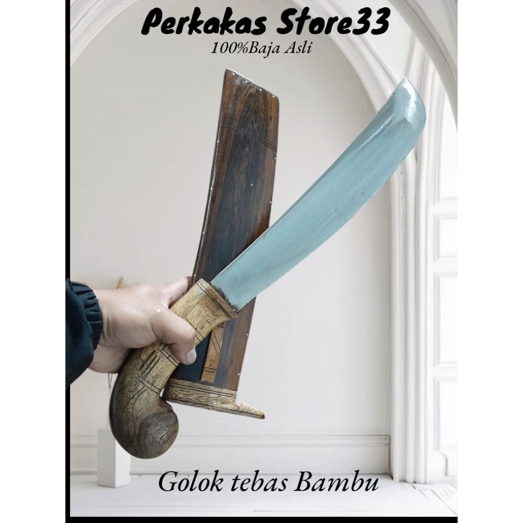 golok tebas bambu dan kayu GARUT