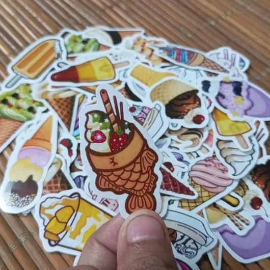 50PCS+ STICKER ICE CREAM CUTE | ICE CREAM MIX STICKER | STIKER ES KRIM LUCU | STICKER ES KRIM BERVAR