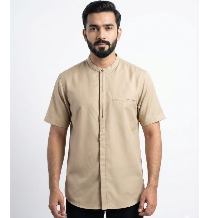 Kemko Zaren Kemeja Koko Pria Kasual Moderen Kerah Mandarin Krah Sanghai Bahan Katun Premium Pria Dis