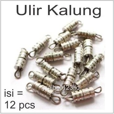 (ECER 12 PCS)Pengait Kalung /Gelang /Kait Ulir Stainless Model Putar Stopper Penyambung Perak Silver