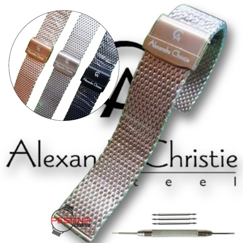 Rantai Jam Tangan Pasir Mesh Alexandre Christie Strap Rantai Jam Tangan AC Stainless Steel