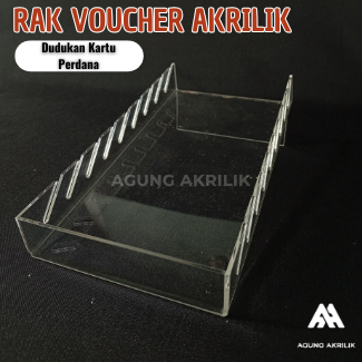 TEMPAT TATAKAN RAK KARTU VOUCHER PERDANA 10 SLOT LEBAR 6CM AKRILIK