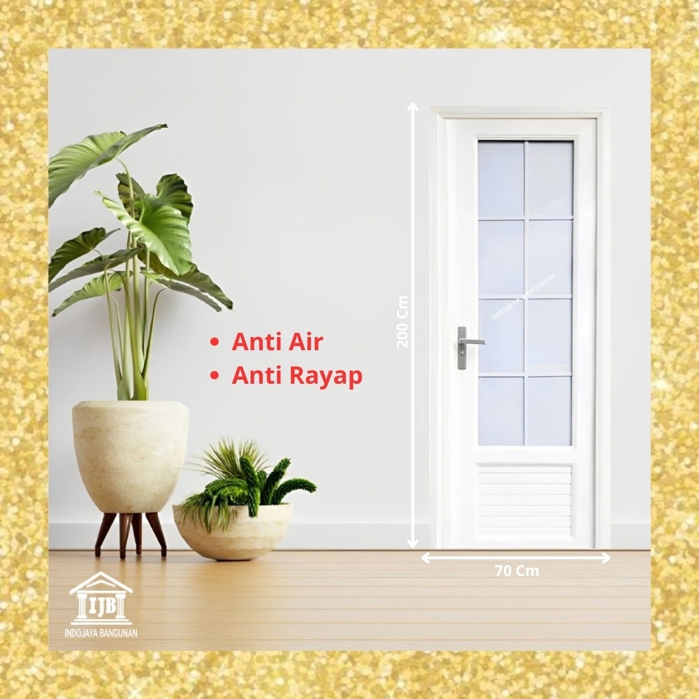 Pintu UPVC Kamar & Kamar mandi Tebal Motif Jati Coklat Putih Pink 70 x 200 Cm